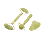 Natural Jade Gua Sha, Face Roller and Eye Roller Set